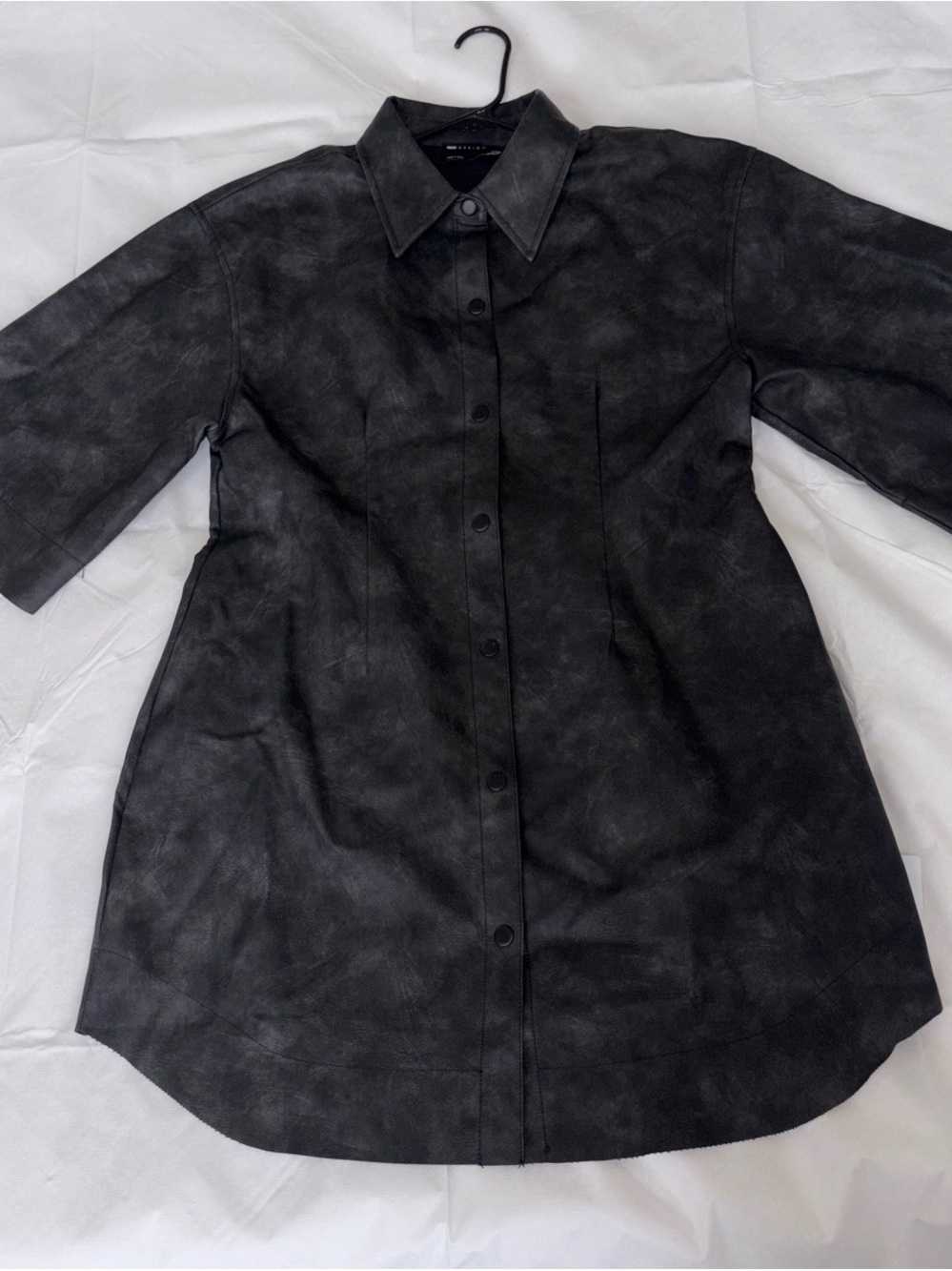 ASOS Black Faux Leather Button-Front Mini Dress
